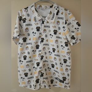 BDA X Jack in the Box Men’s Medium White San Diego Padres MLB Button Down Shirt
